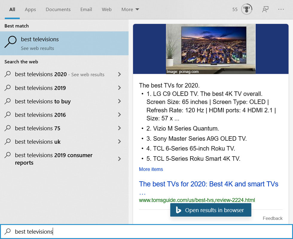 Starting from Win10, Bing must be searched in the menu.