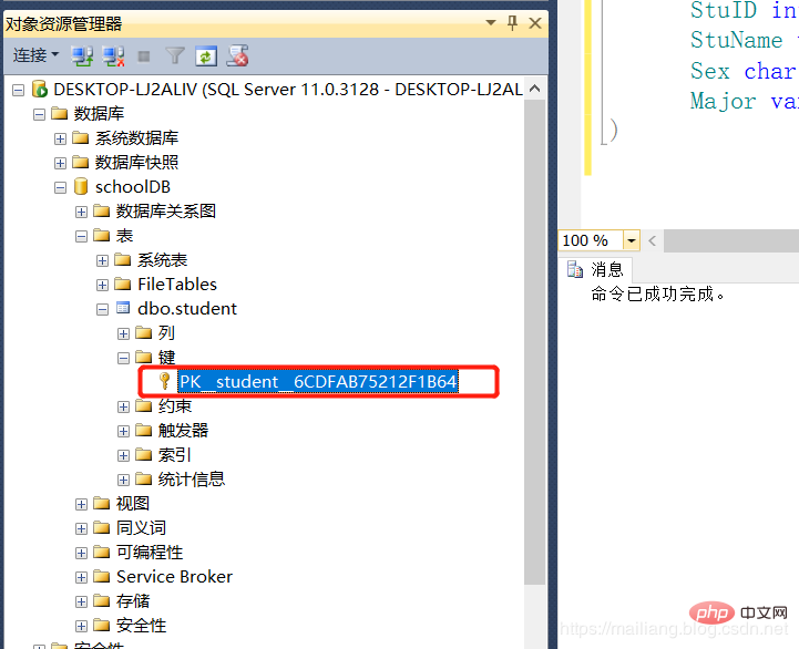 How to set primary key in sql database?