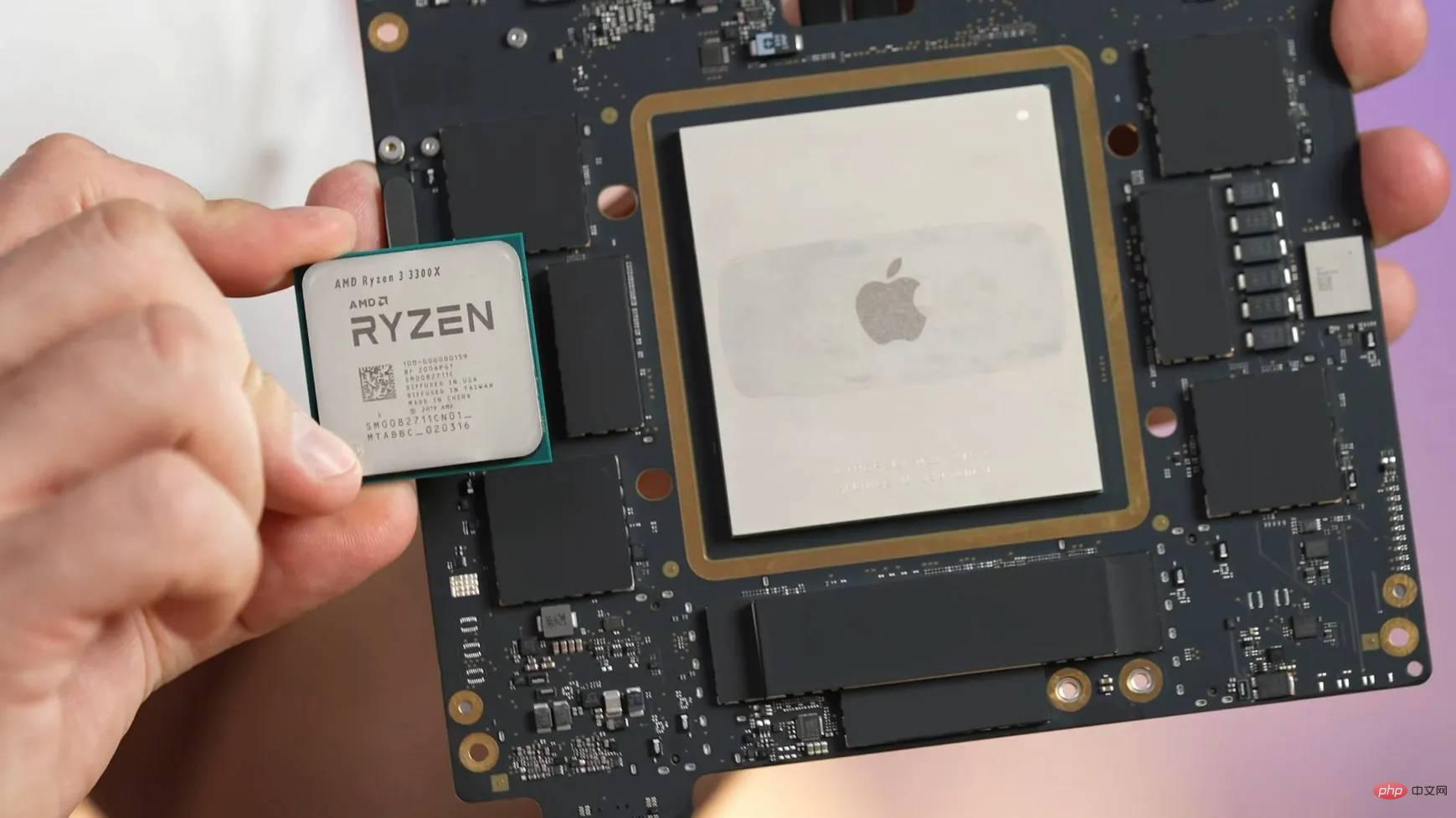 Apple M1 Ultra CPU比 AMD Ryzen CPU 大近 3 倍，好大一块！