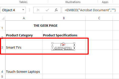 如何在 Excel 工作表中嵌入 PDF 文档