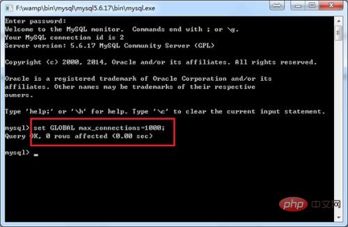 How to set the maximum number of connections in mysql