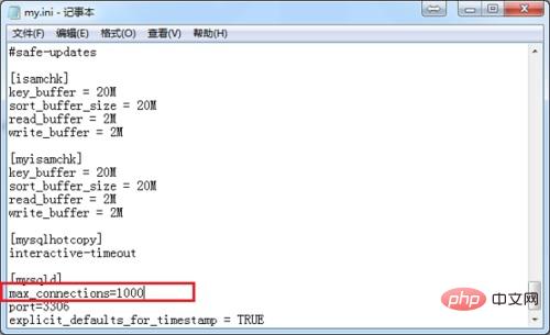 How to set the maximum number of connections in mysql