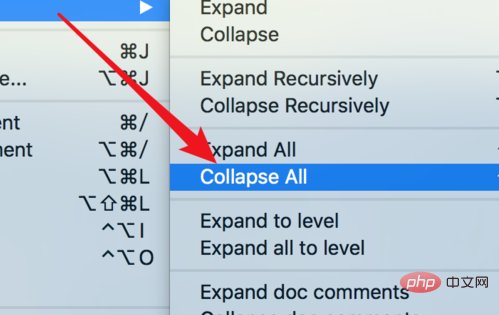 How does the php development tool phpstorm fold code?