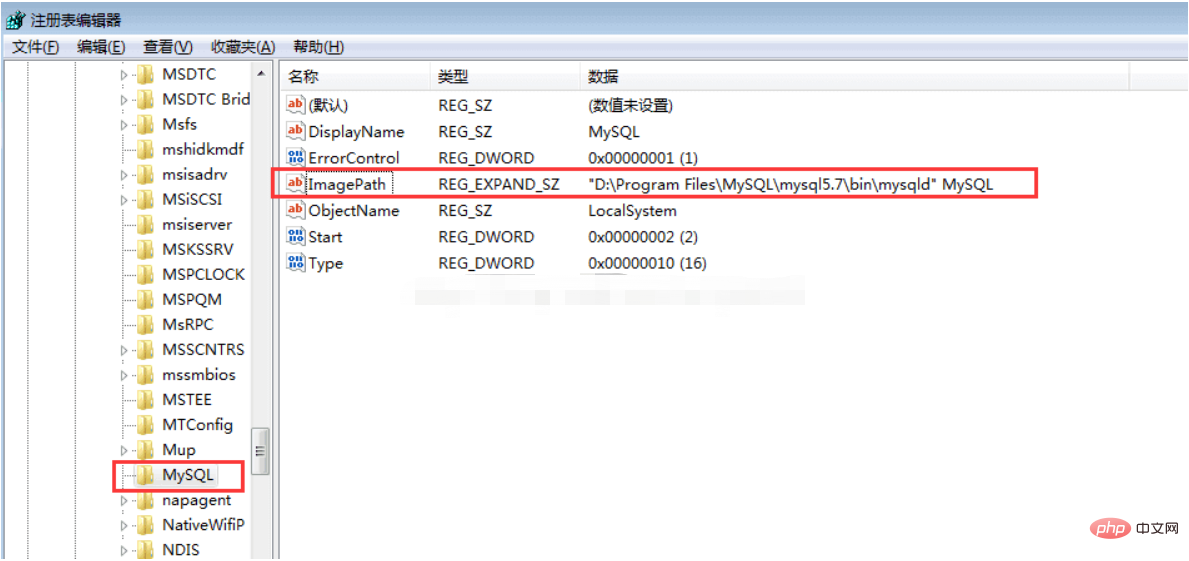 How to modify the registry in mysql service