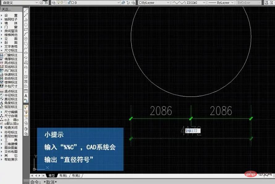 How to mark the diameter symbol in CAD