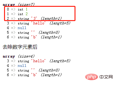 PHP 배열에서 숫자 요소를 제거하는 방법