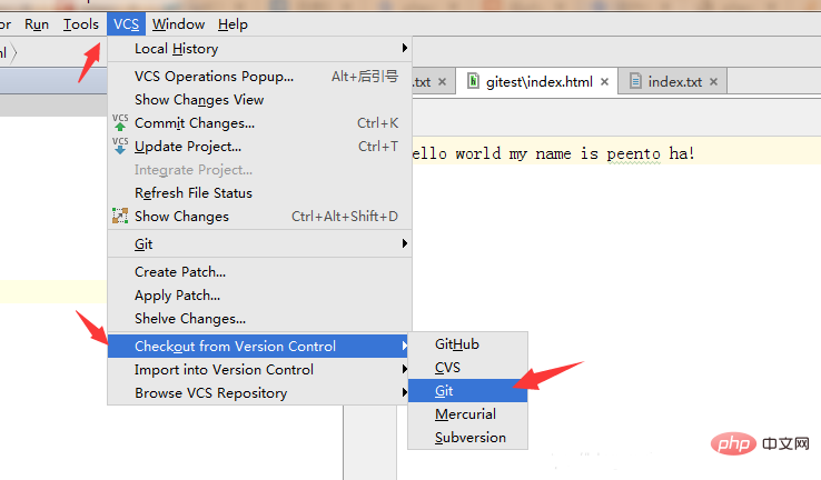 How to associate phpstorm with git