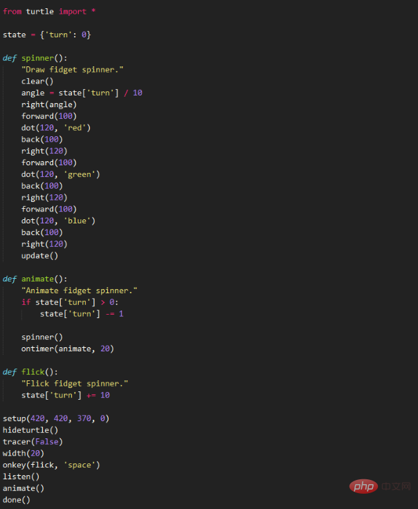 Utiliser Python pour implémenter fingertip spinner