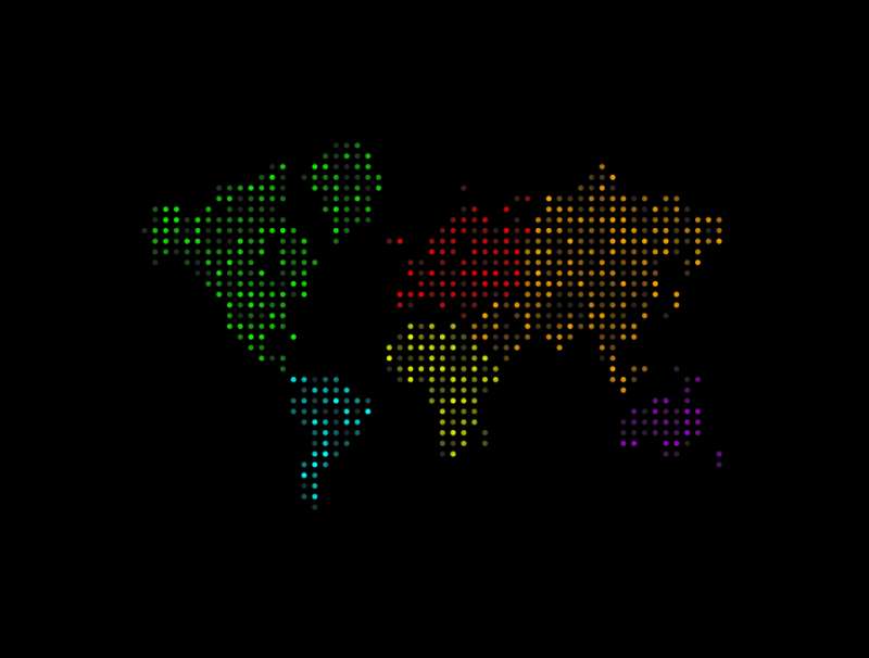 Stipple structure world map dynamic picture special effects