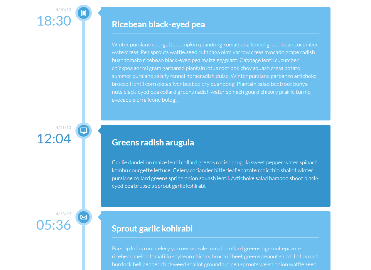 CSS3는 수직 타임라인 효과를 구현합니다.