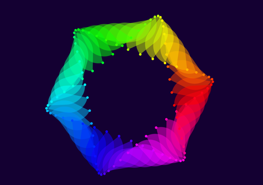 Rainbow color hexagonal graphics rotation animation special effects